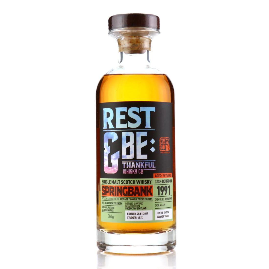 Springbank 1991 Rest Be Thankful Whisky Co 25 Year Old