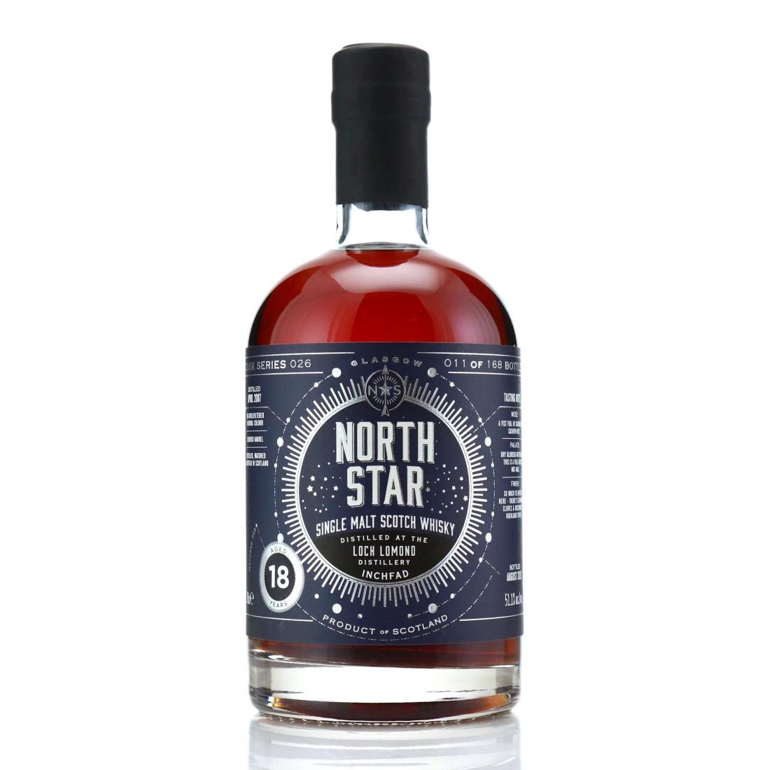 Inchfad Cask Series 026 18 Year Old, 2007, North Star Spirits, 51.1% whisky bottle