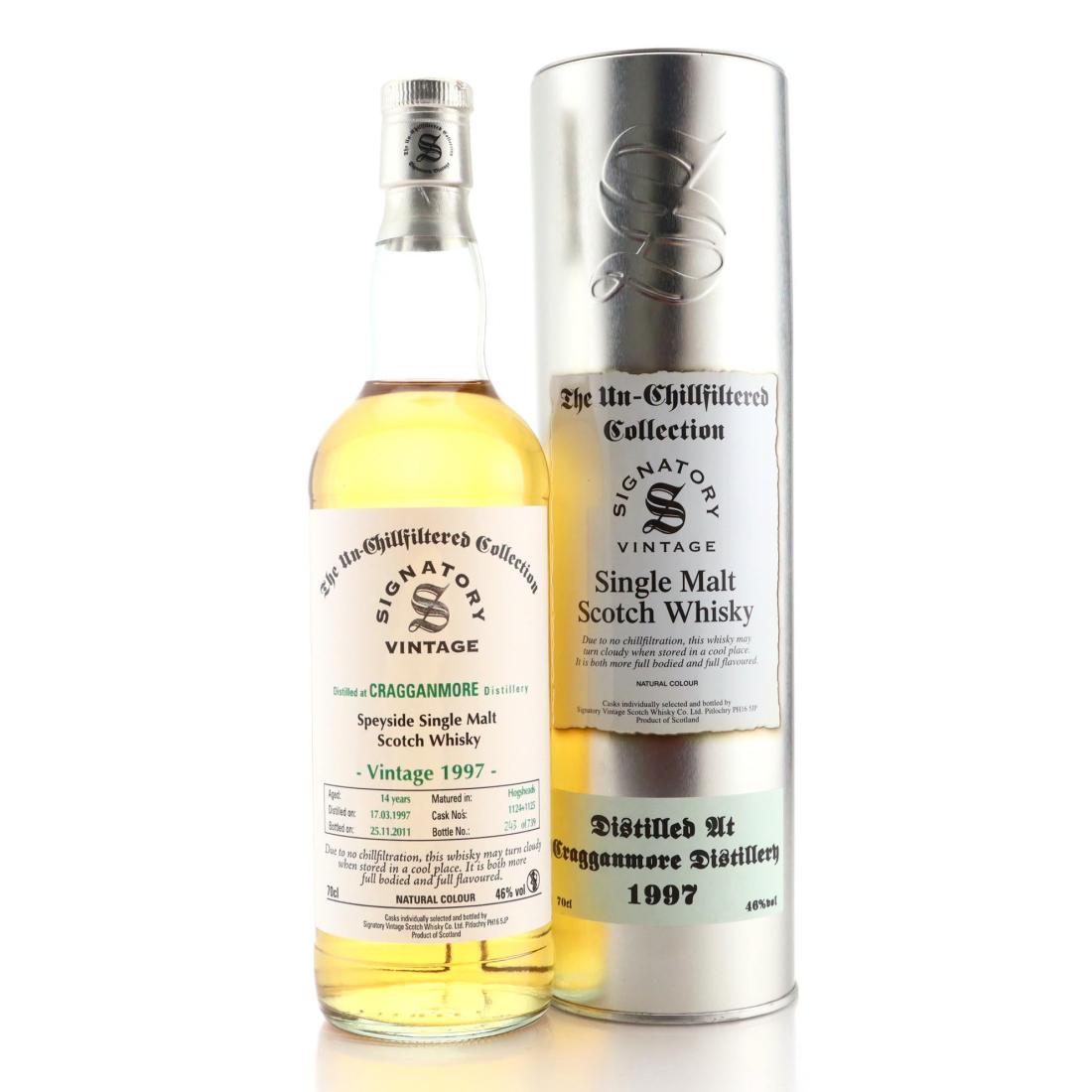 Cragganmore The Un-Chillfiltered Collection 14 Year Old, Hogshead Cask, Cask #1124105, 1997, Signatory Vintage, 46% whisky bottle