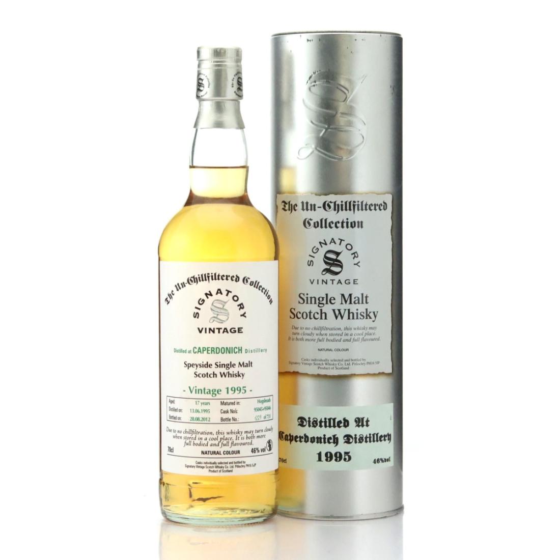 Caperdonich The Un-Chillfiltered Collection 17 Year Old, Hogshead Cask, Cask #95046+95047, 1995, Signatory Vintage, 46% whisky bottle