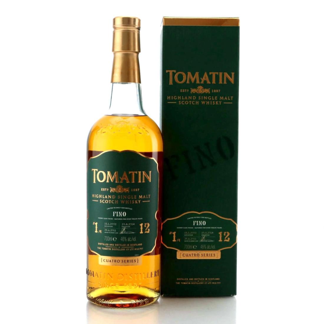 Tomatin Fino Finish - Cuatro #1 12 Year Old, Fino Cask, 2014, 46% whisky bottle