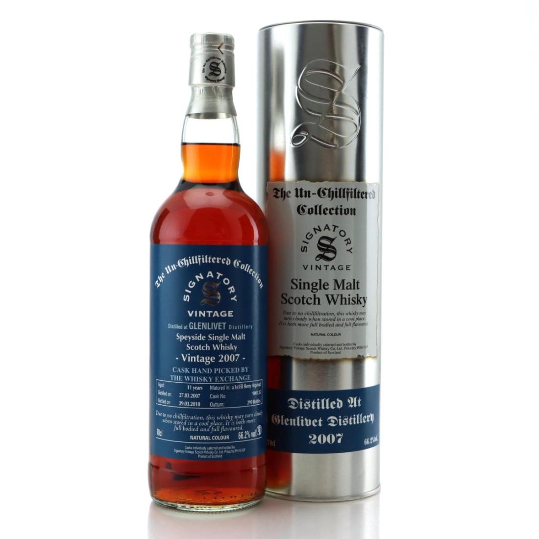 Glenlivet The Un-Chillfiltered Collection 11 Year Old, Sherry Cask, Cask #900214, 2007, Signatory Vintage, 66.2% whisky bottle