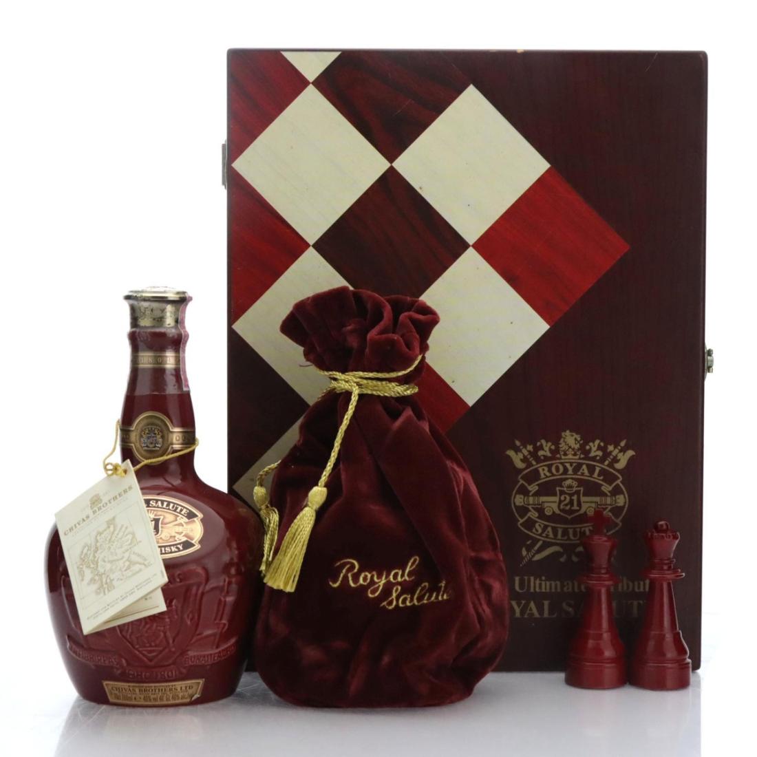 Royal Salute 21 Year Old Scotch Whisky Ruby Flagon Chess Gift Set