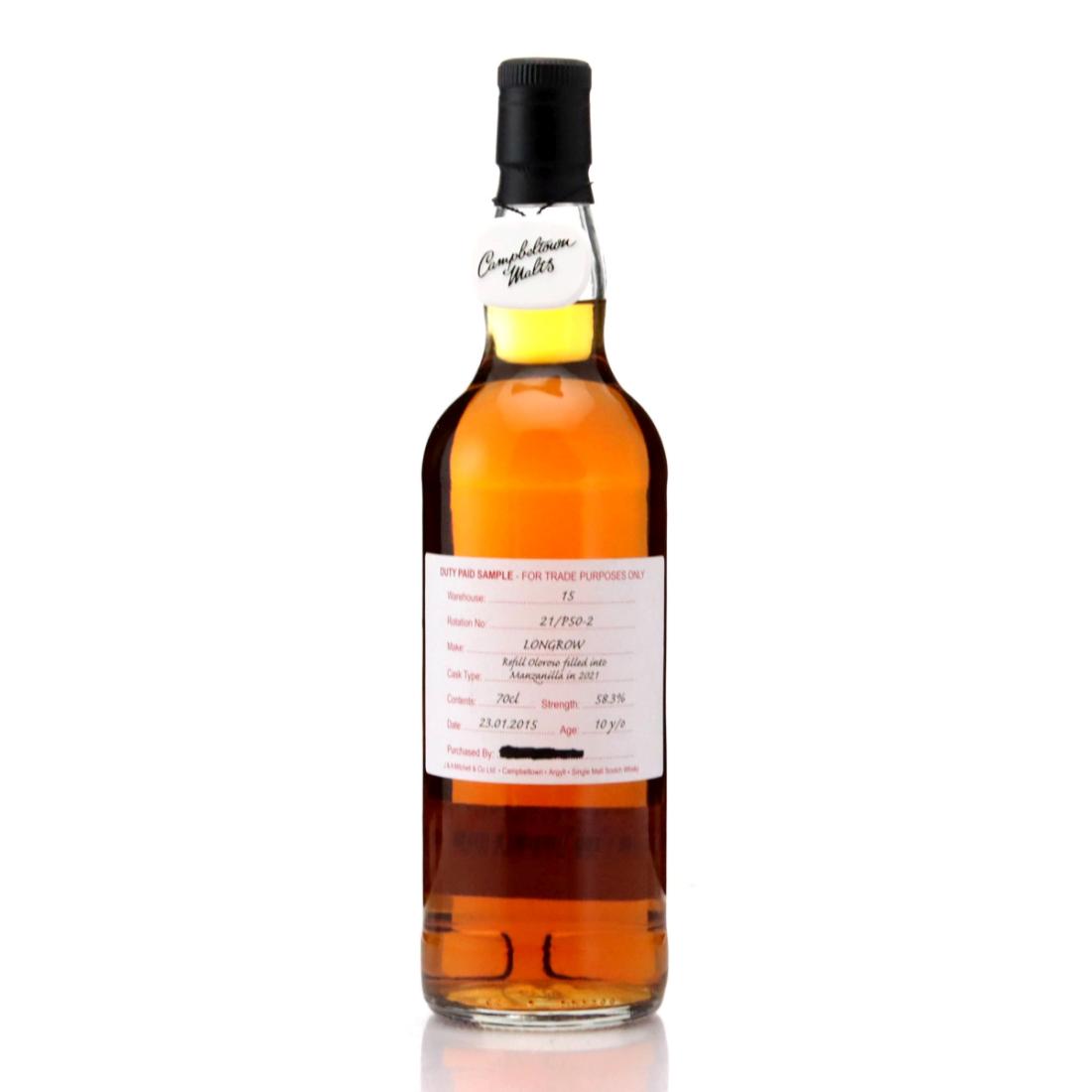 Longrow 2015 Duty Paid Sample 10 Year Old Manzanilla Finish