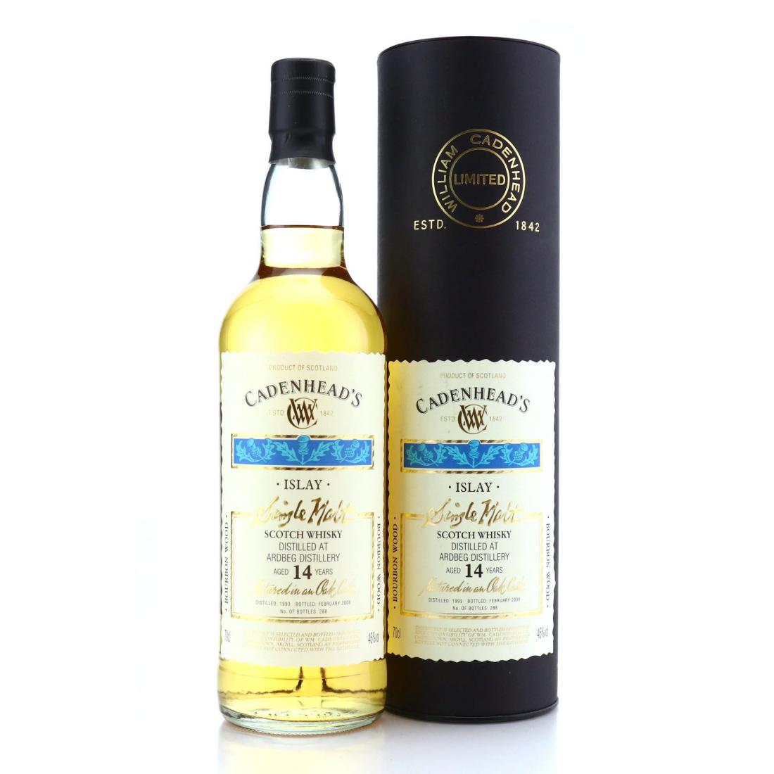 Ardbeg 14 Year Old, Bourbon Cask, 1993, Cadenhead's, 46% whisky bottle