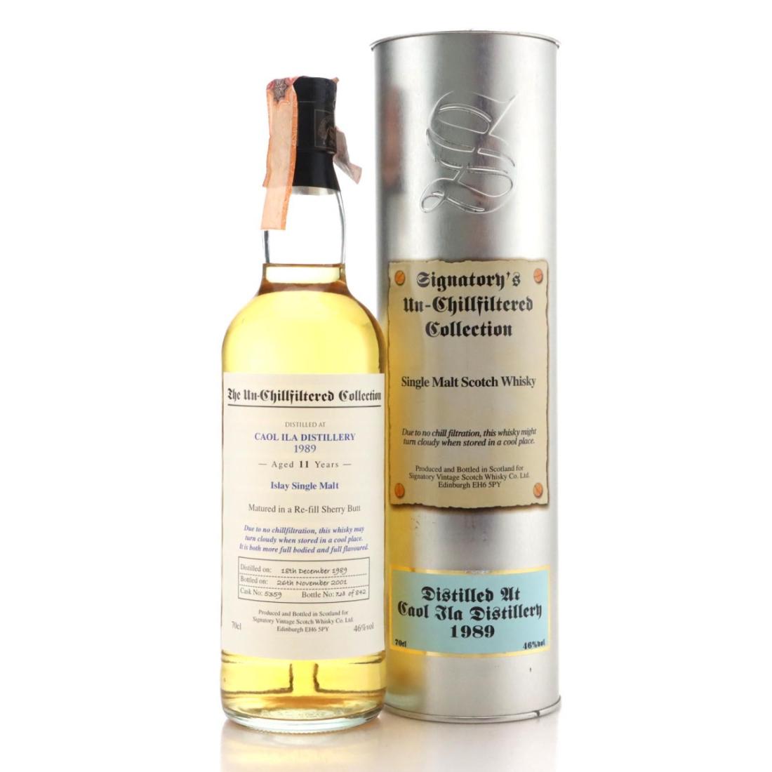 Caol Ila The Un-Chillfiltered Collection 11 Year Old, Sherry Cask, Cask #5359, 1989, Signatory Vintage, 46% whisky bottle