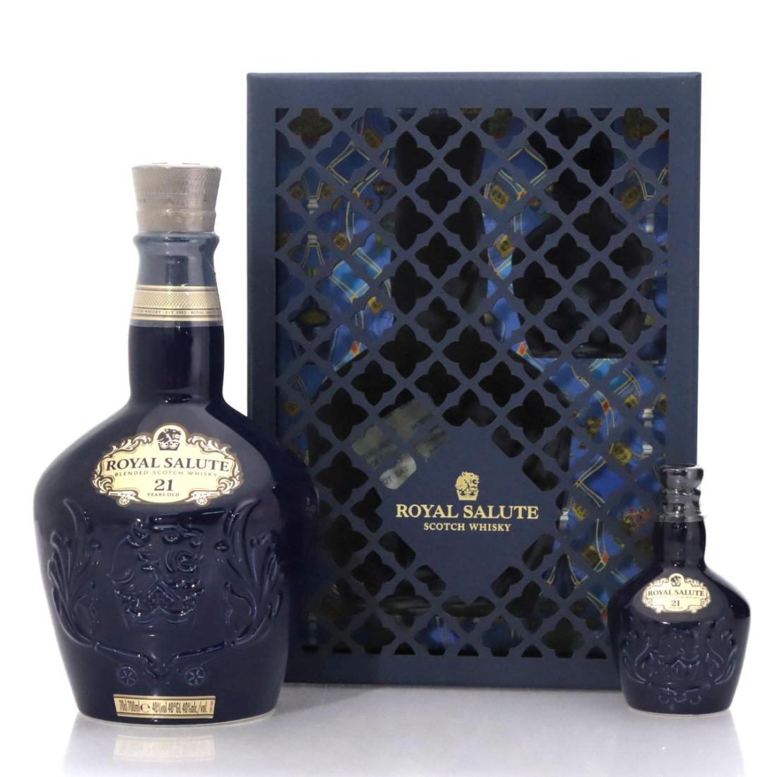 Chivas 21 Royal Salute Sapphire Flagon With Miniature 5cl