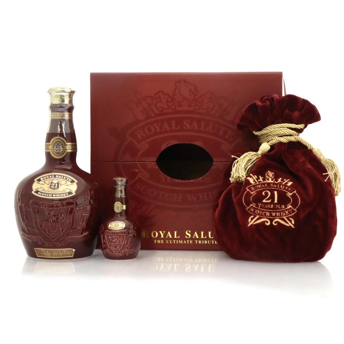 Chivas Royal Salute 21 Ruby Flagon Includes Miniature