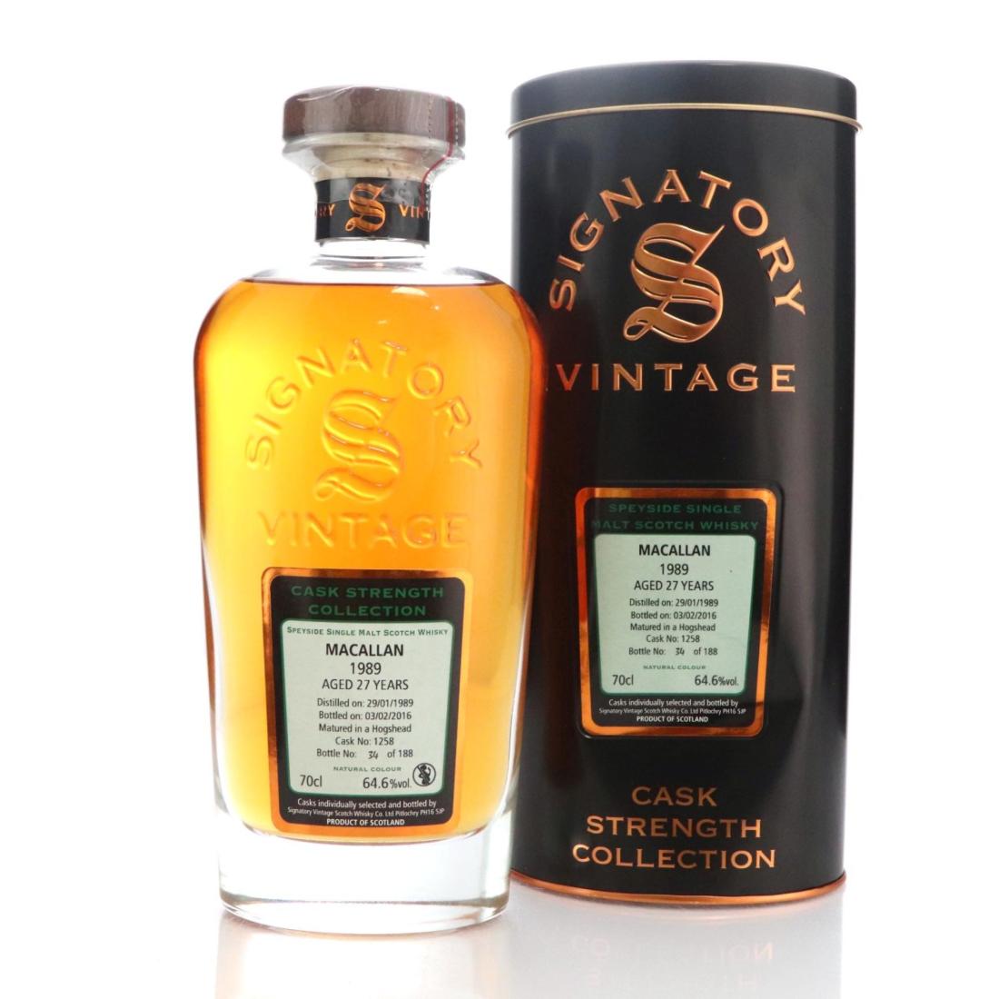 Macallan Cask Strength Collection 27 Year Old, Hogshead Cask, Cask #1258, 1989, Signatory Vintage, 64.6% whisky bottle