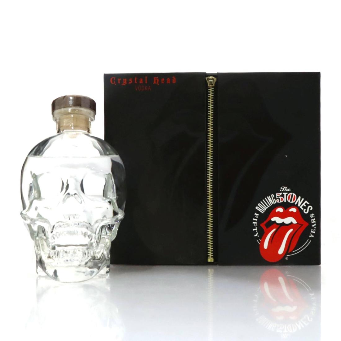 Crystal Head Vodka Rolling Stones 50th Anniversary Set With Album, 2023, 40% whisky bottle