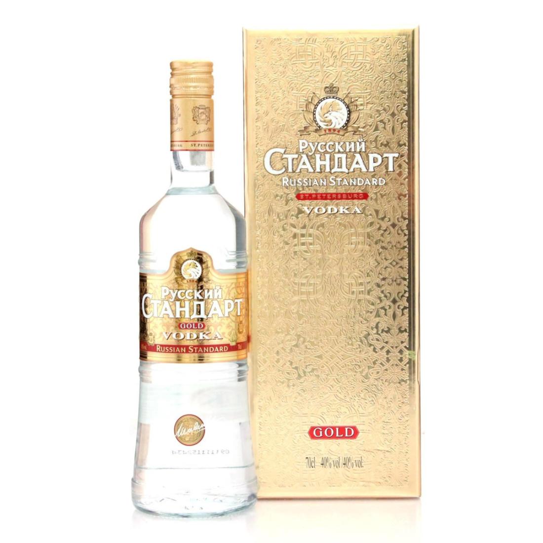 Russian Standard Gold Vodka, 40% whisky bottle