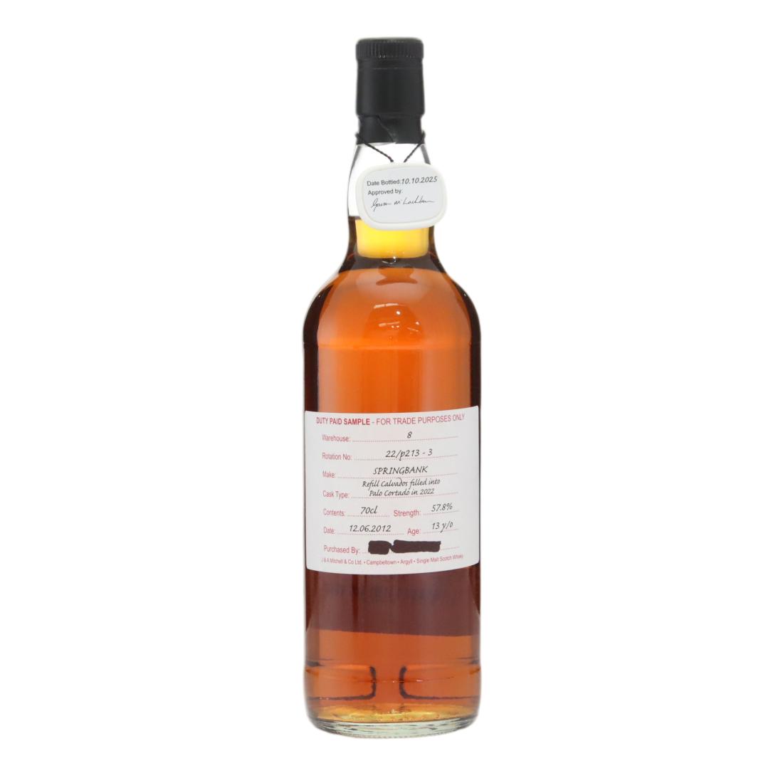 Springbank 2012 Duty Paid Sample 13 Fresh Palo Cortado Finish