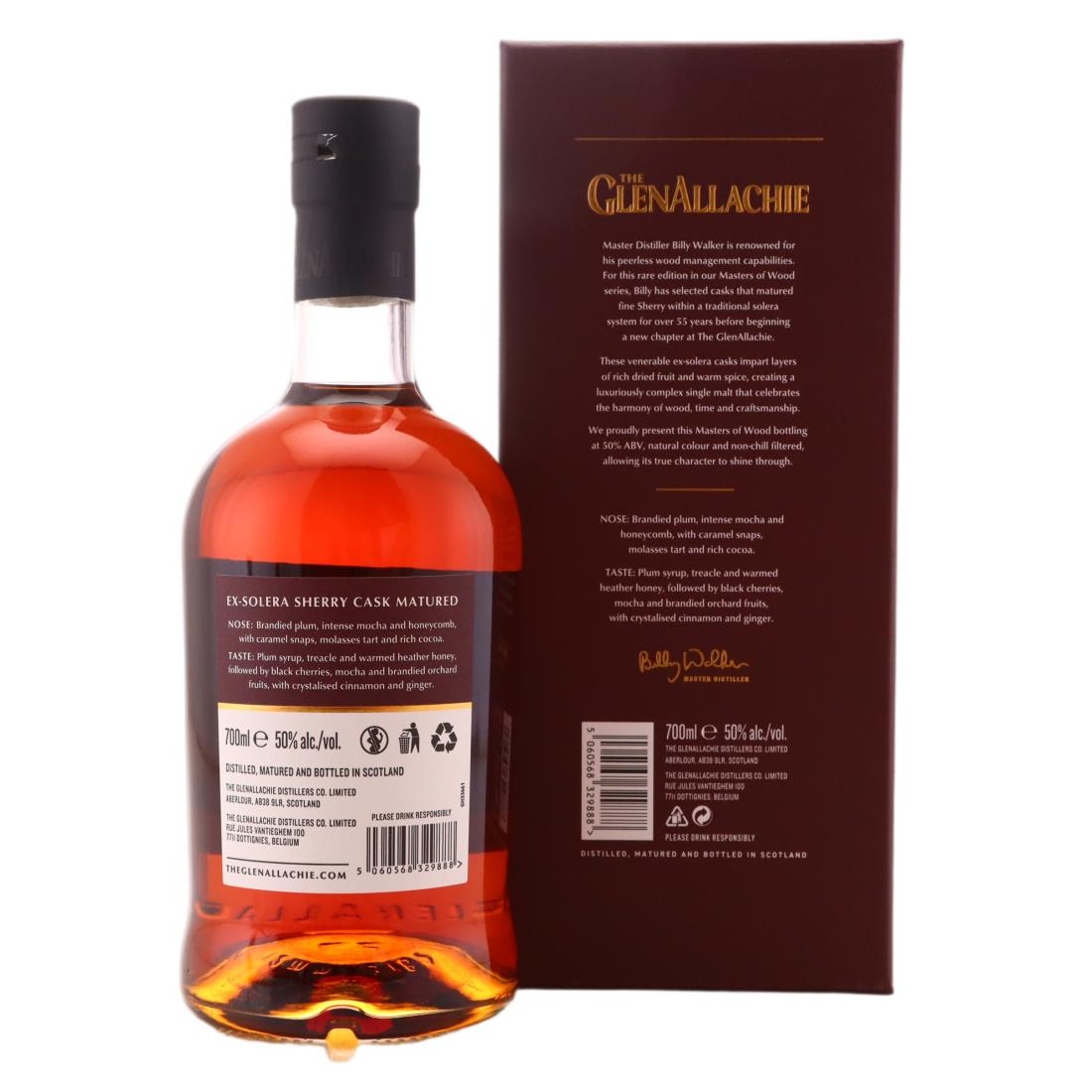 GlenAllachie Masters of Wood 19 Year Old, Ex-Solera Sherry Cask, 2026, 50% whisky bottle