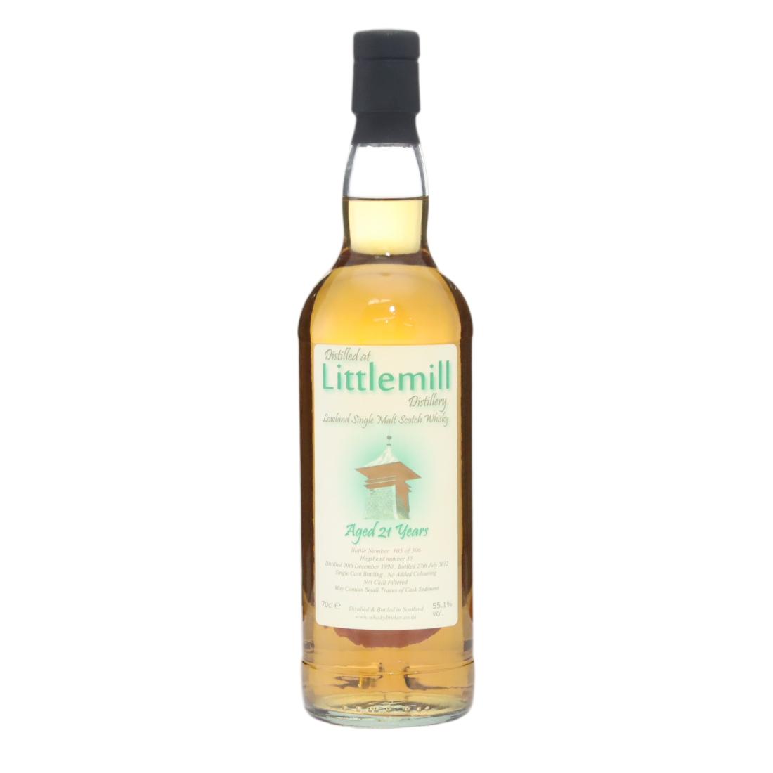 Littlemill Burns Malt 21 Year Old, Hogshead Cask, Cask #35, Second Release, 1990, Whisky Broker, 55.1% whisky bottle