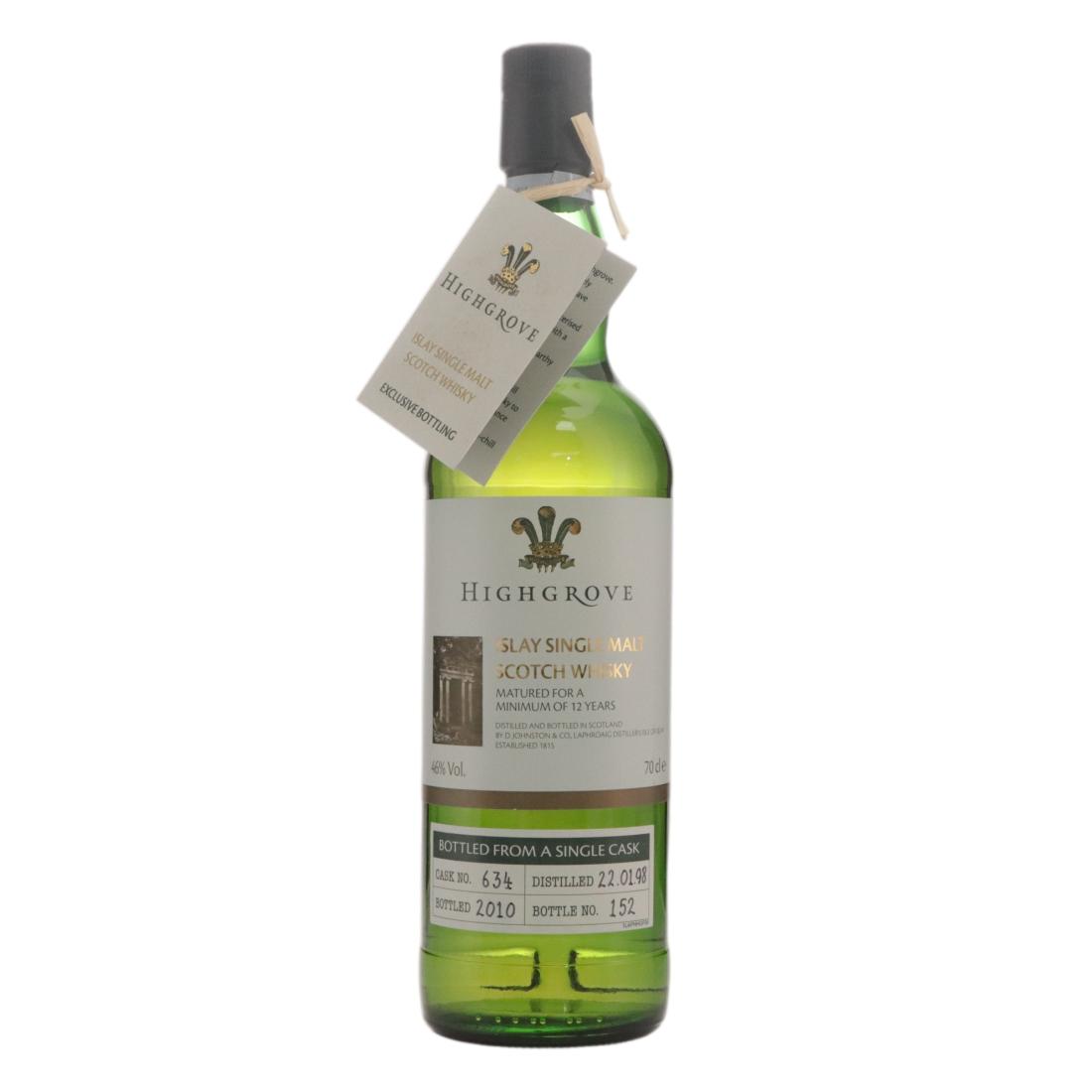 Laphroaig Highgrove 12 Year Old, Bourbon Cask, Cask #634, 2010, 46% whisky bottle