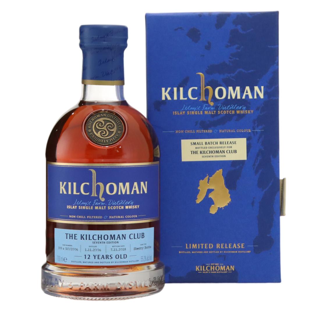 Kilchoman Small Batch Release For The Kilchoman Club 12 Year Old, Oloroso Sherry Butt Cask, Cask #309 & 310, 7th Edition, 2018, 55.2% whisky bottle