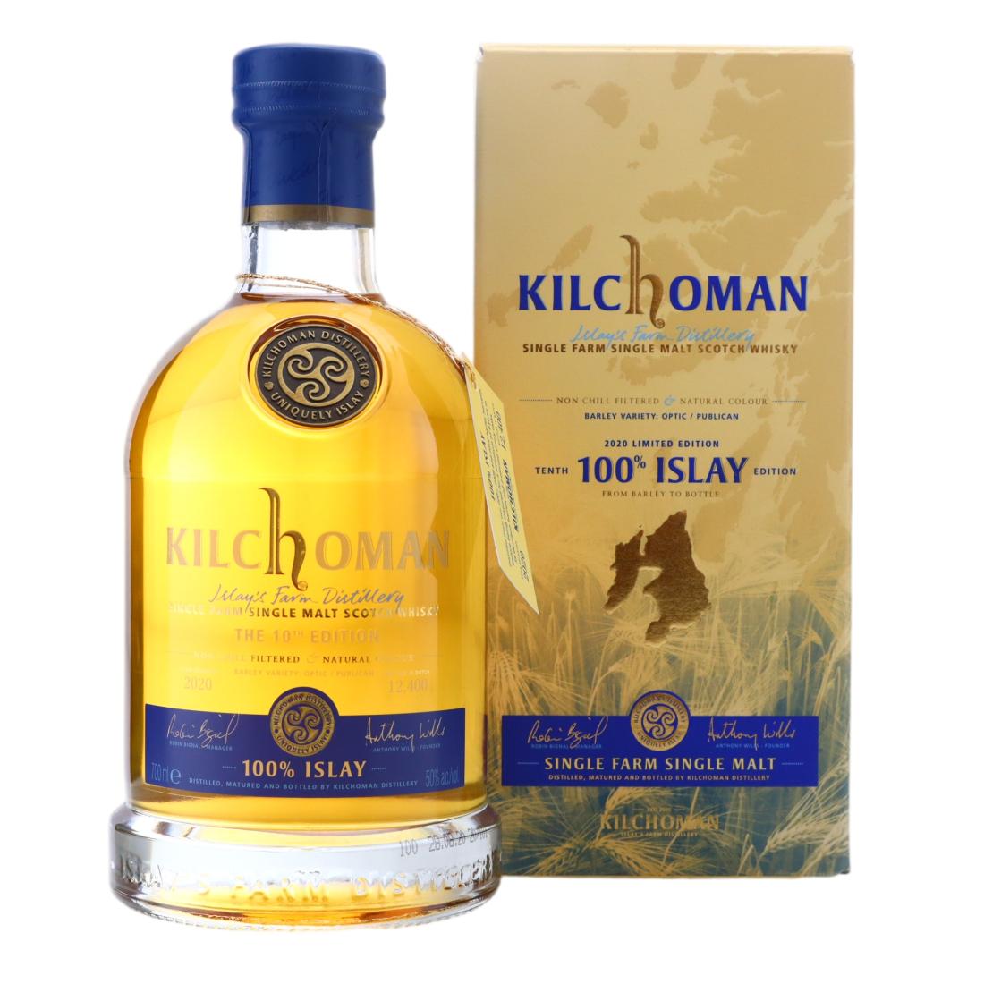 Kilchoman 100% Islay 10th Edition 9 Year Old, Bourbon & Sherry Cask, 2020, 50% whisky bottle
