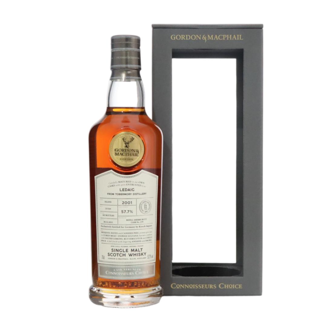 Ledaig Connoisseurs Choice 22 Year Old, Sherry Cask, Cask #279, Batch No. 23/164, 2001, Gordon & MacPhail, 57.7% whisky bottle