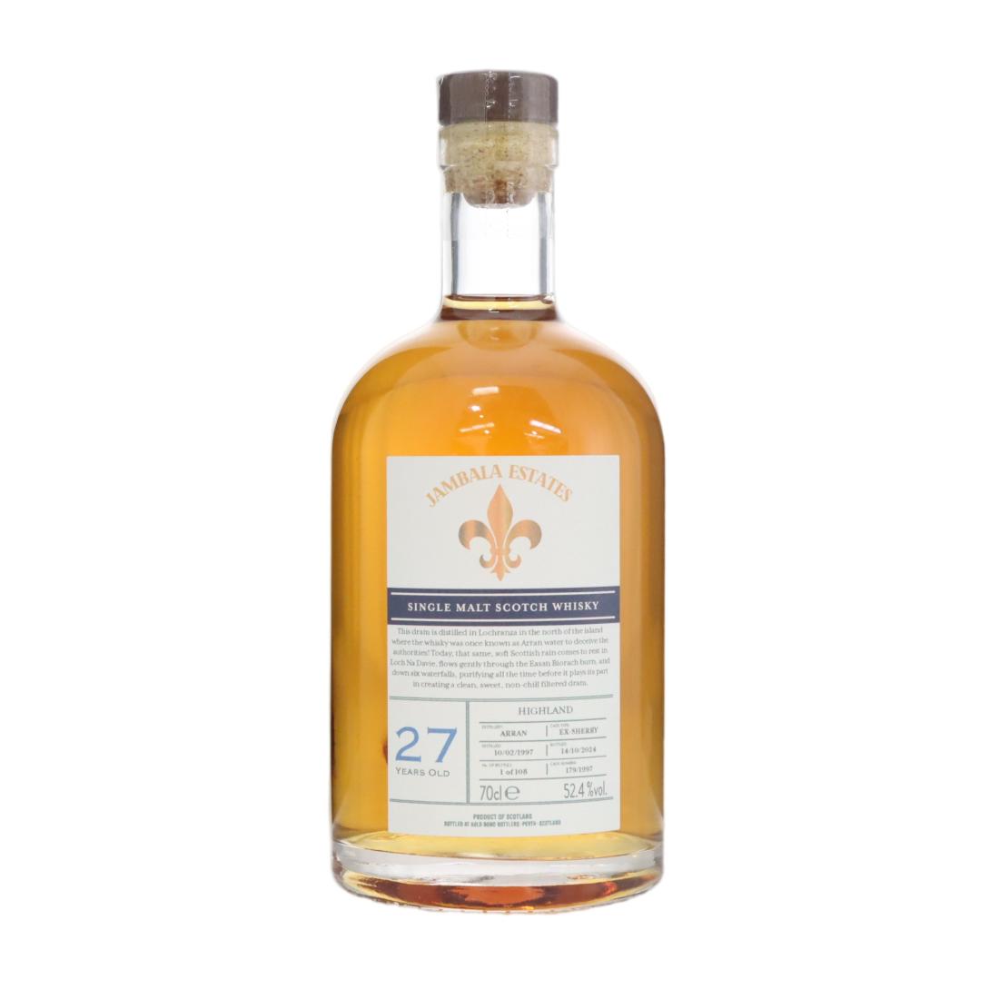 Arran Jambala Estates 27 Year Old, Sherry Cask, Cask #179/1997, 1997, Jambala Estates, 52.4% whisky bottle