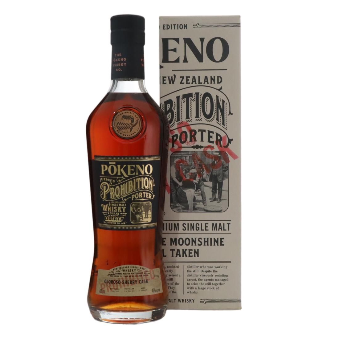 Pokeno Prohibition Porter 3 Year Old, Oloroso Sherry Cask, 46% whisky bottle