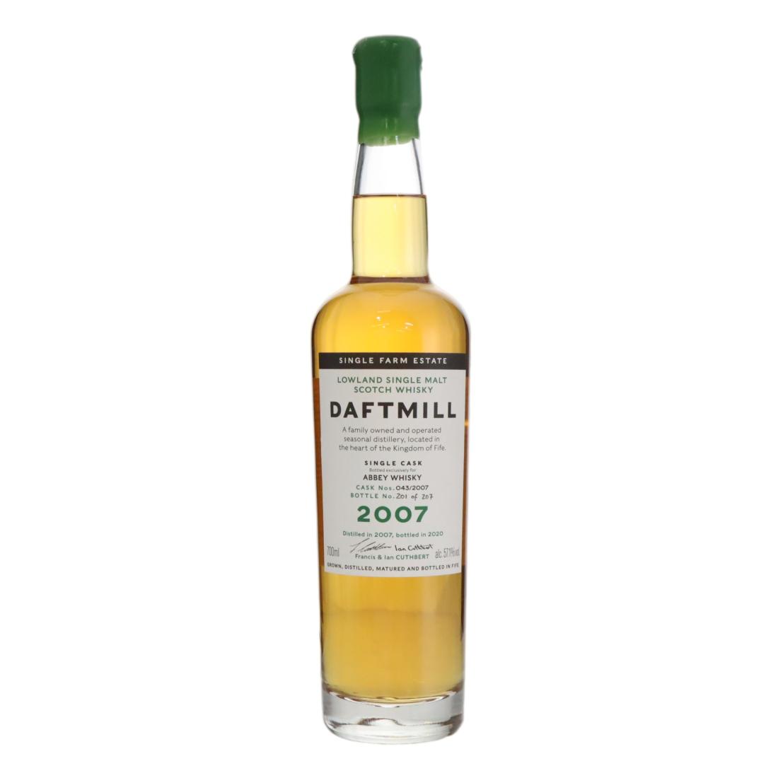 Daftmill Bourbon Cask #13 Year Old, Cask #043/2007, 2020, 57.1% whisky bottle