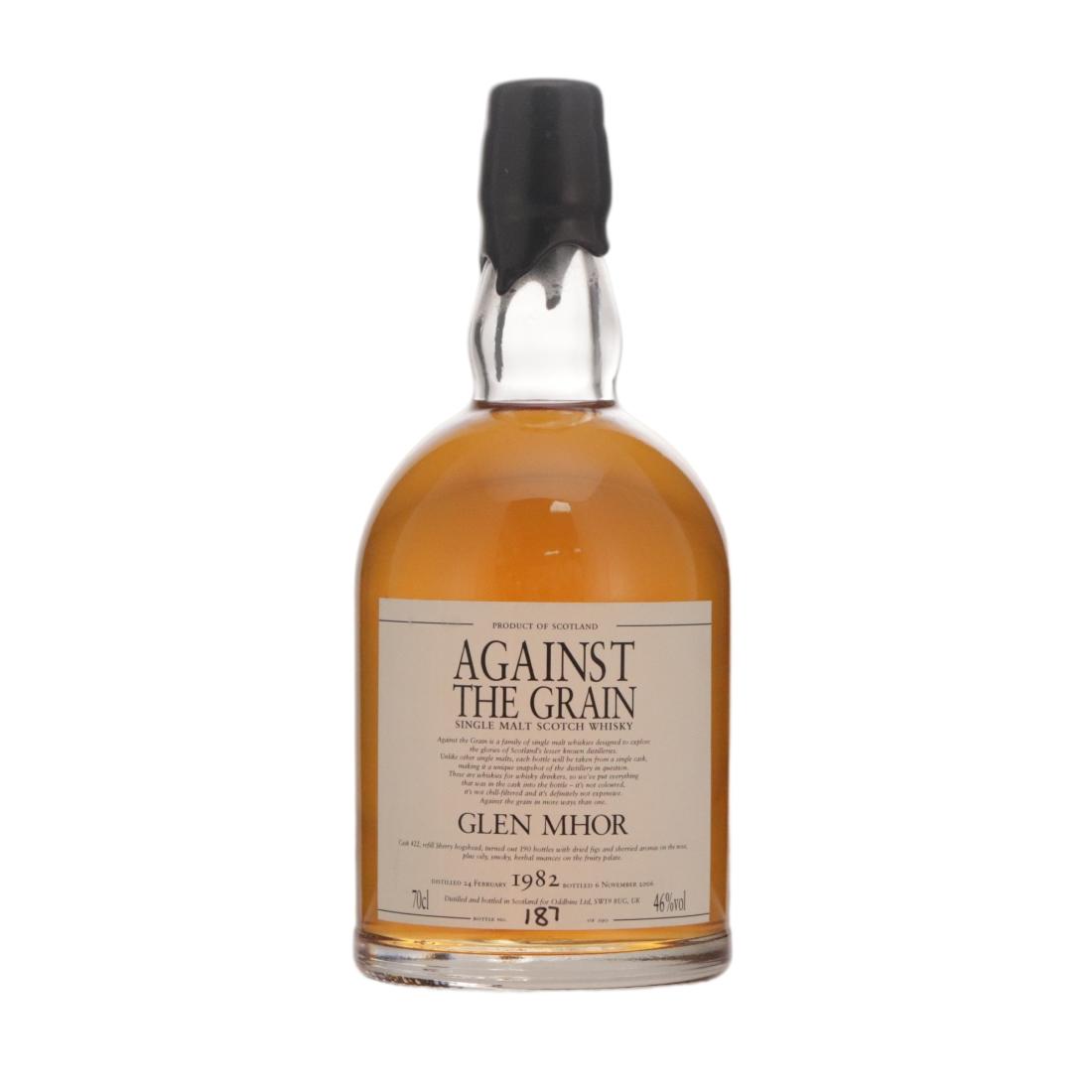 Glen Mhor Against The Grain 24 Year Old, Sherry Hogshead Cask, Cask #422, 1982, Oddbins, 46% whisky bottle
