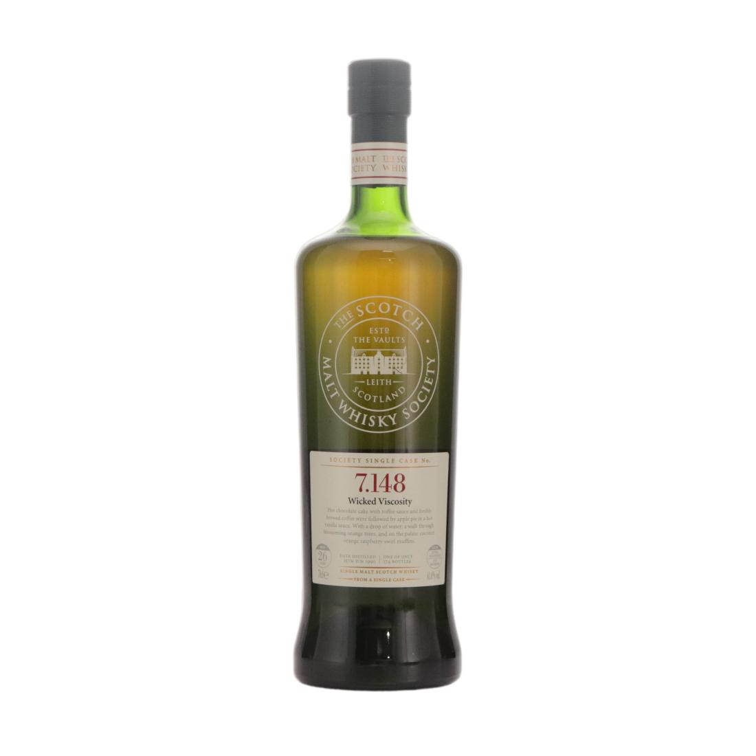 Longmorn Wicked Viscosity 26 Year Old, Bourbon Cask, Cask #7.148, 1990, The Scotch Malt Whisky Society, 61% whisky bottle