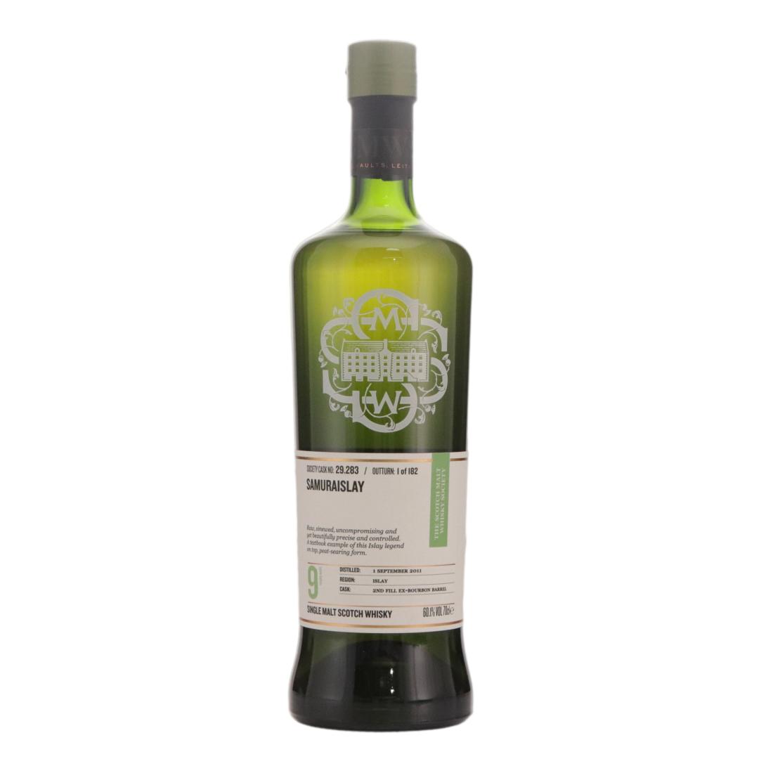 Laphroaig Samuraislay 9 Year Old, Bourbon Cask, Cask #283, 2011, The Scotch Malt Whisky Society, 60.1% whisky bottle