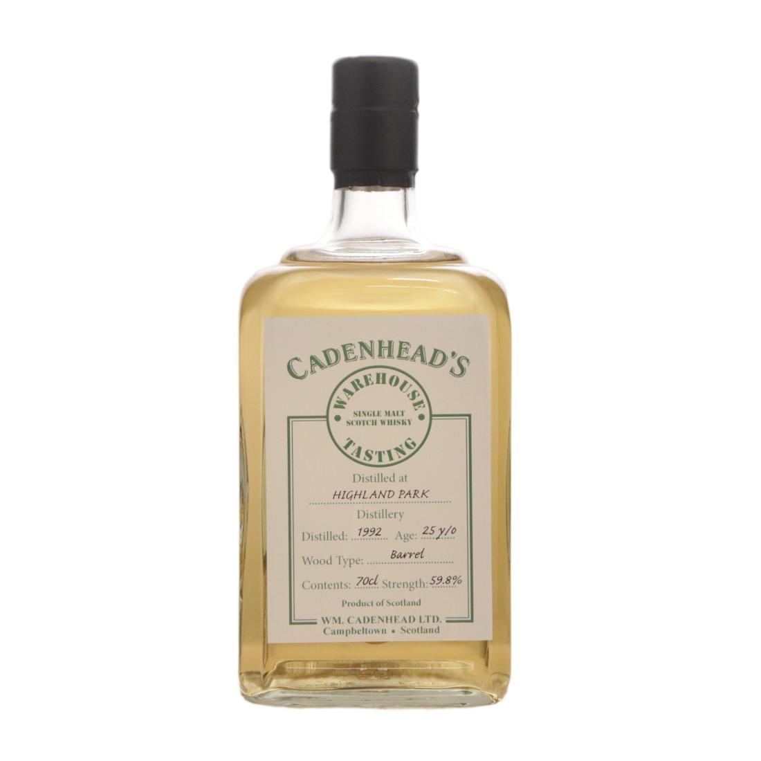Highland Park Warehouse Tasting 25 Year Old, Barrel Cask, 1992, Cadenhead's, 59.8% whisky bottle