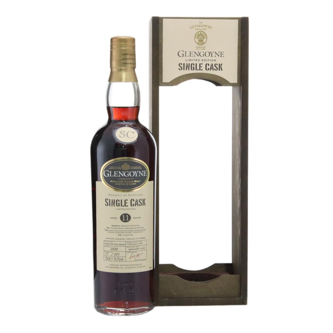Glengoyne Single Cask #11 Year Old, Sherry Cask, Cask #2692, 2008, 56.3% whisky bottle