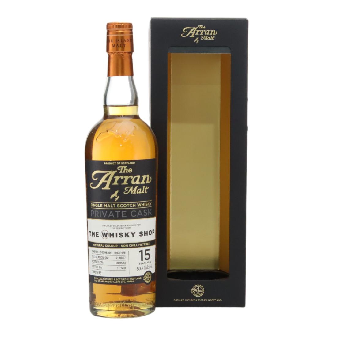 Arran Private Cask #15 Year Old, Sherry Hogshead Cask, Cask #1997/1076, 2013, 50.7% whisky bottle