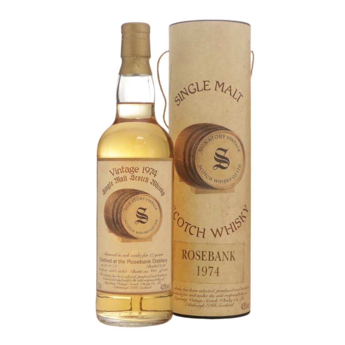 Rosebank 17 Year Old, Oak Cask, Cask #5061-5063, 1974, Signatory Vintage, 43% whisky bottle