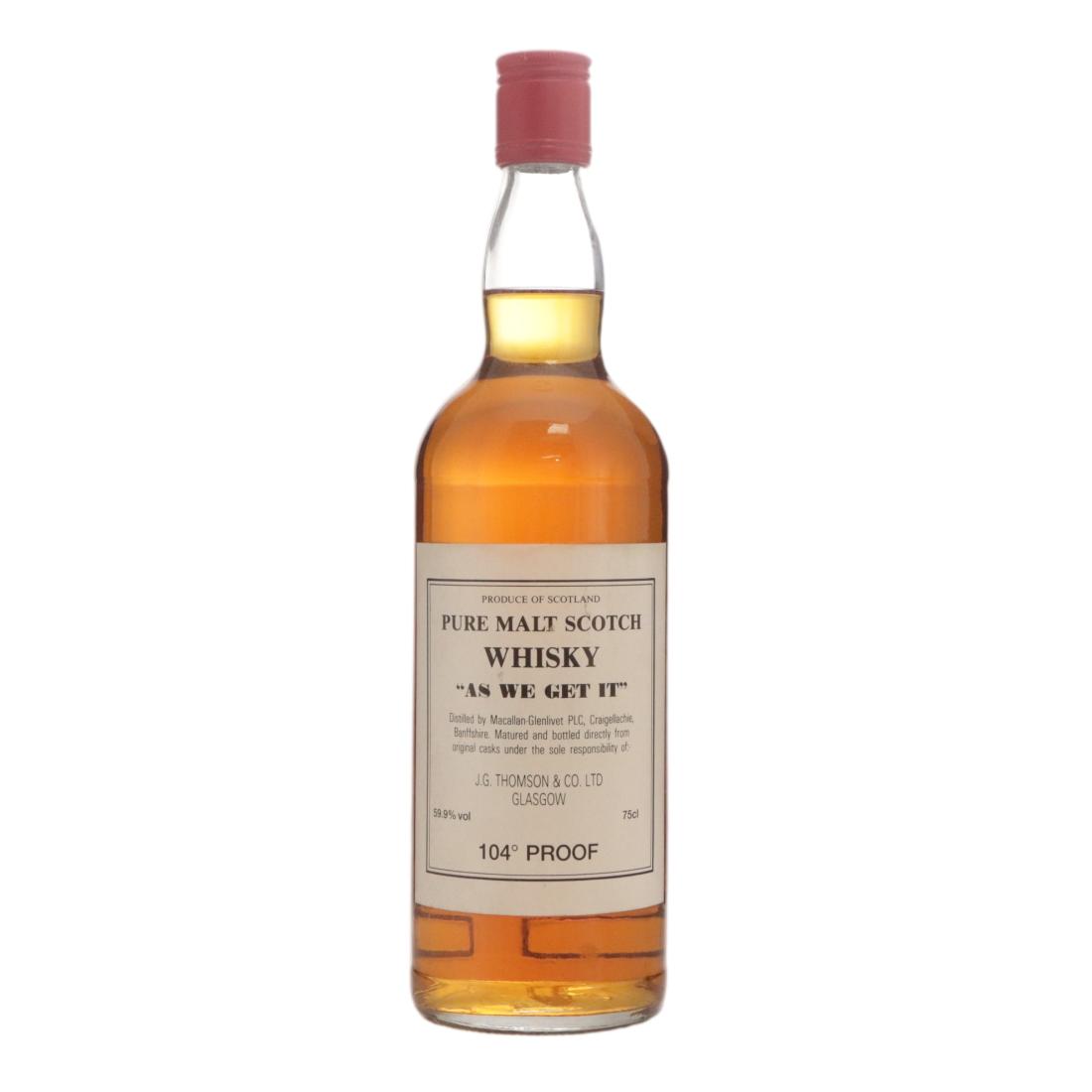Macallan As We Get It, Oak Cask, J.G. Thomson & Co. Ltd., 59.9% whisky bottle