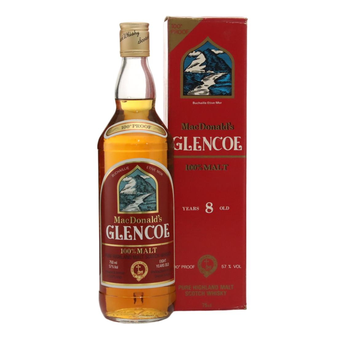 MacDonald's Glencoe 100% 8 Year Old, 100° Proof, R.N. MacDonald & Co., 57% whisky bottle
