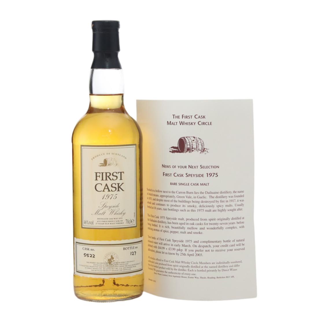 Dailuaine 27 Year Old, Cask #5522, 1975, First Cask, 46% whisky bottle