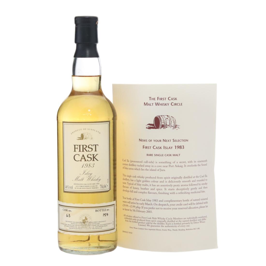 Caol Ila First Cask #20 Year Old, Cask #63, 1983, Direct Wines, 46% whisky bottle