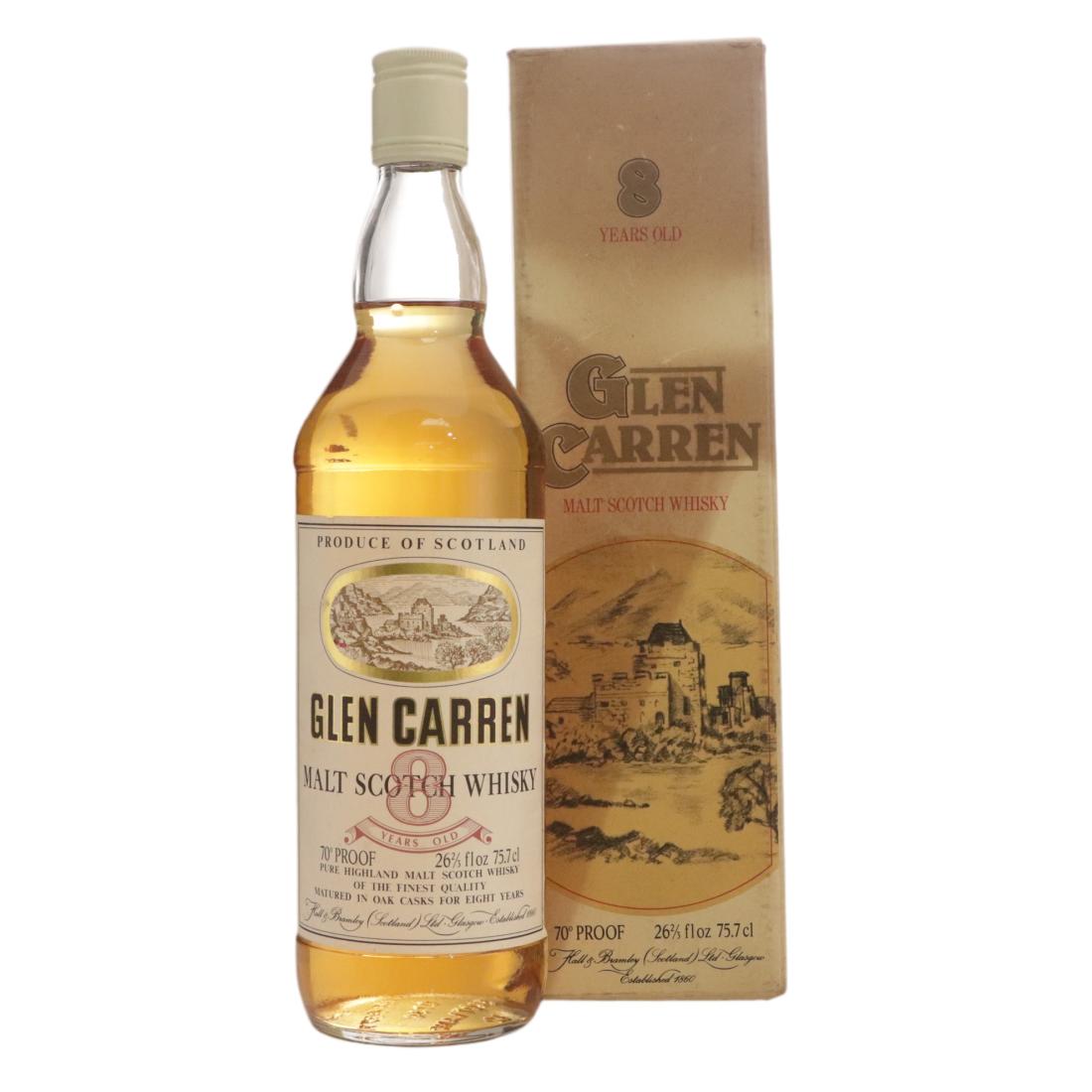 Glen Carren 8 Year Old Pure Malt, Oak Cask, Hall & Bramley, 40% whisky bottle