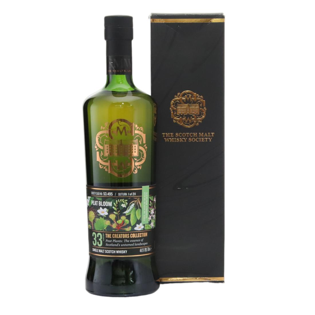 Caol Ila Peat Bloom 33 Year Old, Bourbon Cask, Cask #53.495, 1991, The Scotch Malt Whisky Society, 44.1% whisky bottle