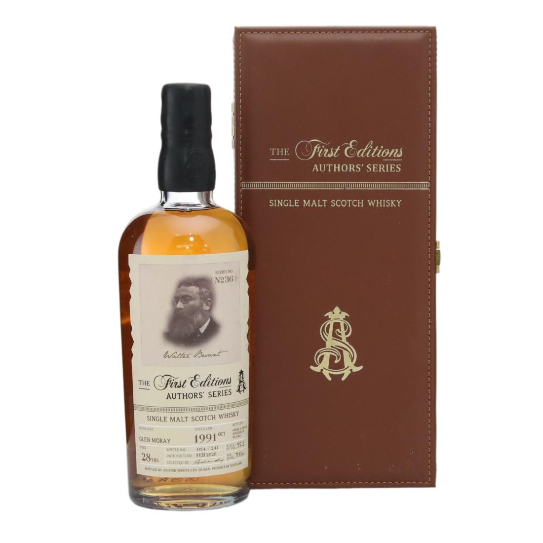 Glen Moray The First Editions Authors' Series No. 36 Walter Besant 28 Year Old, Sherry Cask, 1991, Hunter Laing, 55.2% whisky bottle