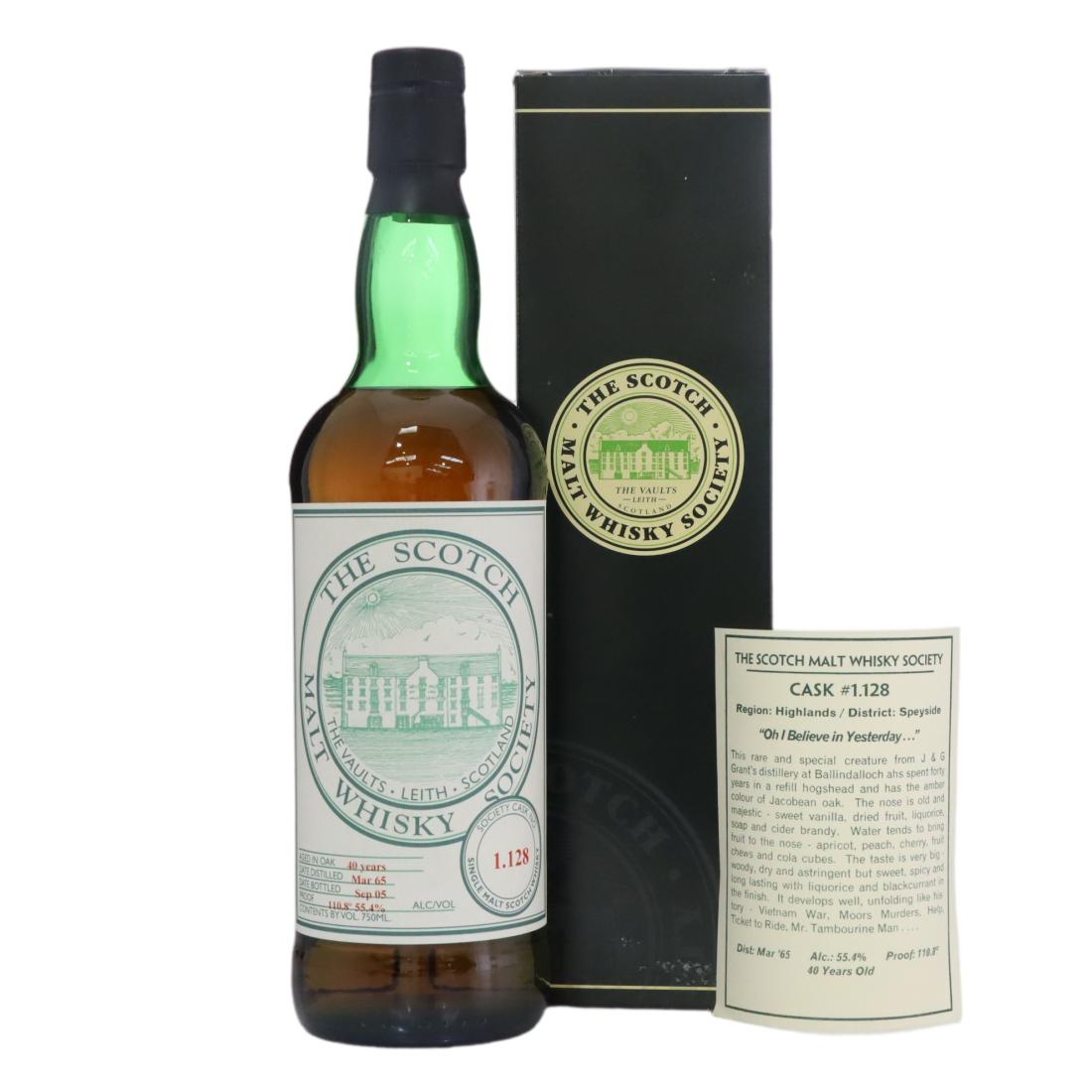 Glenfarclas Oh I Believe in Yesterday... 40 Year Old, Hogshead Cask, Cask #1.128, 1965, The Scotch Malt Whisky Society, 55.4% whisky bottle