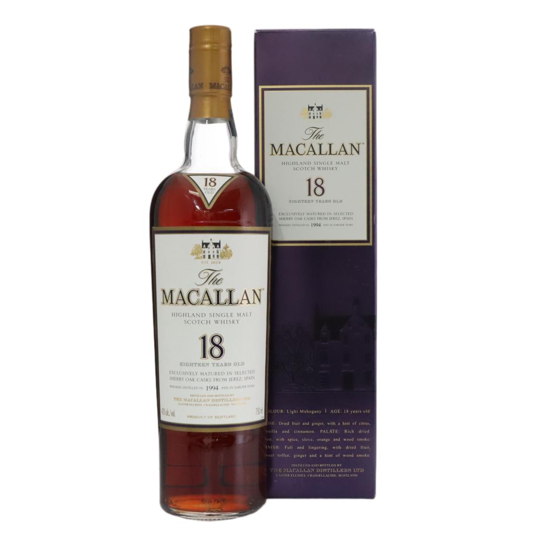 Macallan 1994 18 Year Old, Oloroso Sherry Cask, 2012, 43% whisky bottle