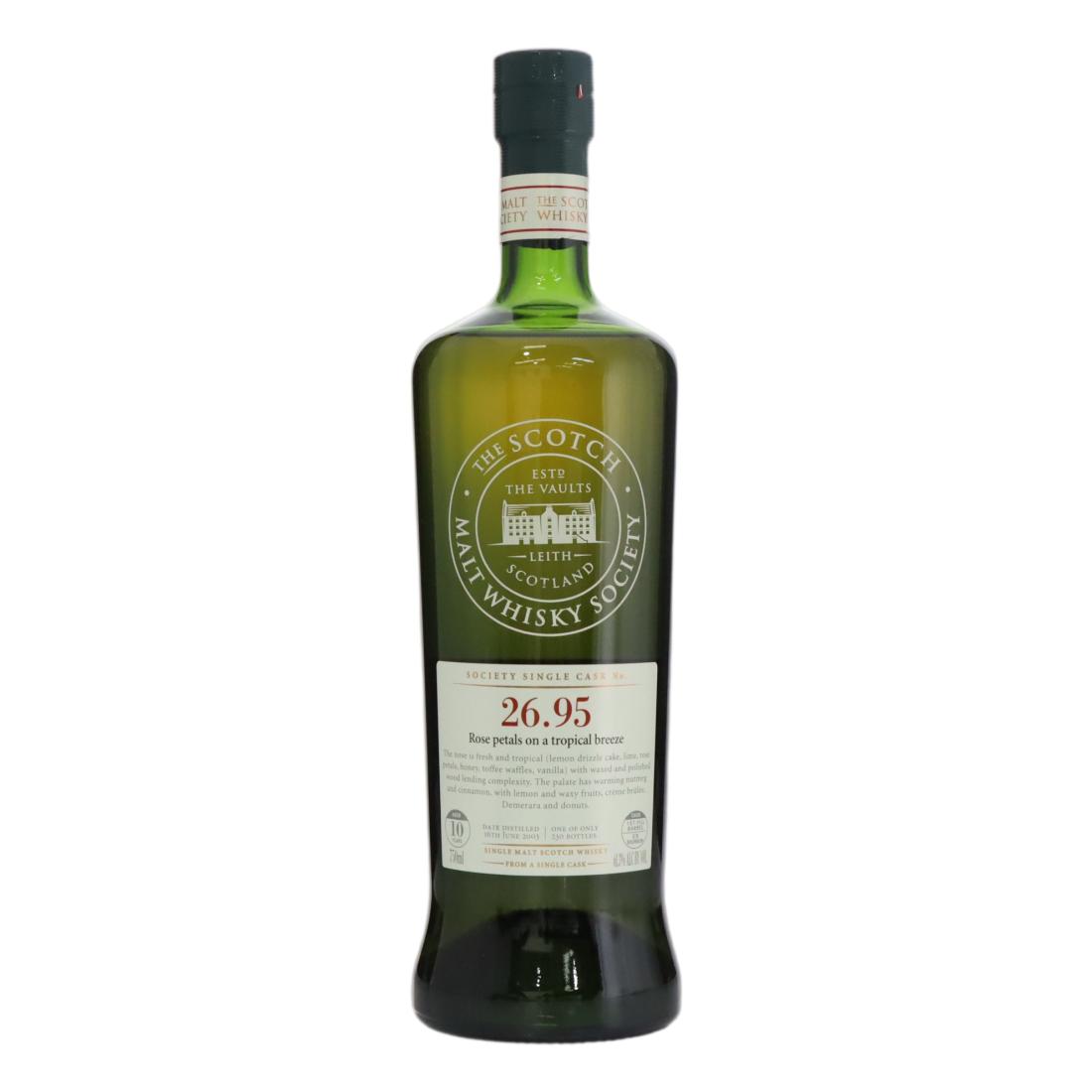 Clynelish Rose petals on a tropical breeze 10 Year Old, Bourbon Cask, Cask #26.95, 2003, The Scotch Malt Whisky Society, 61.3% whisky bottle