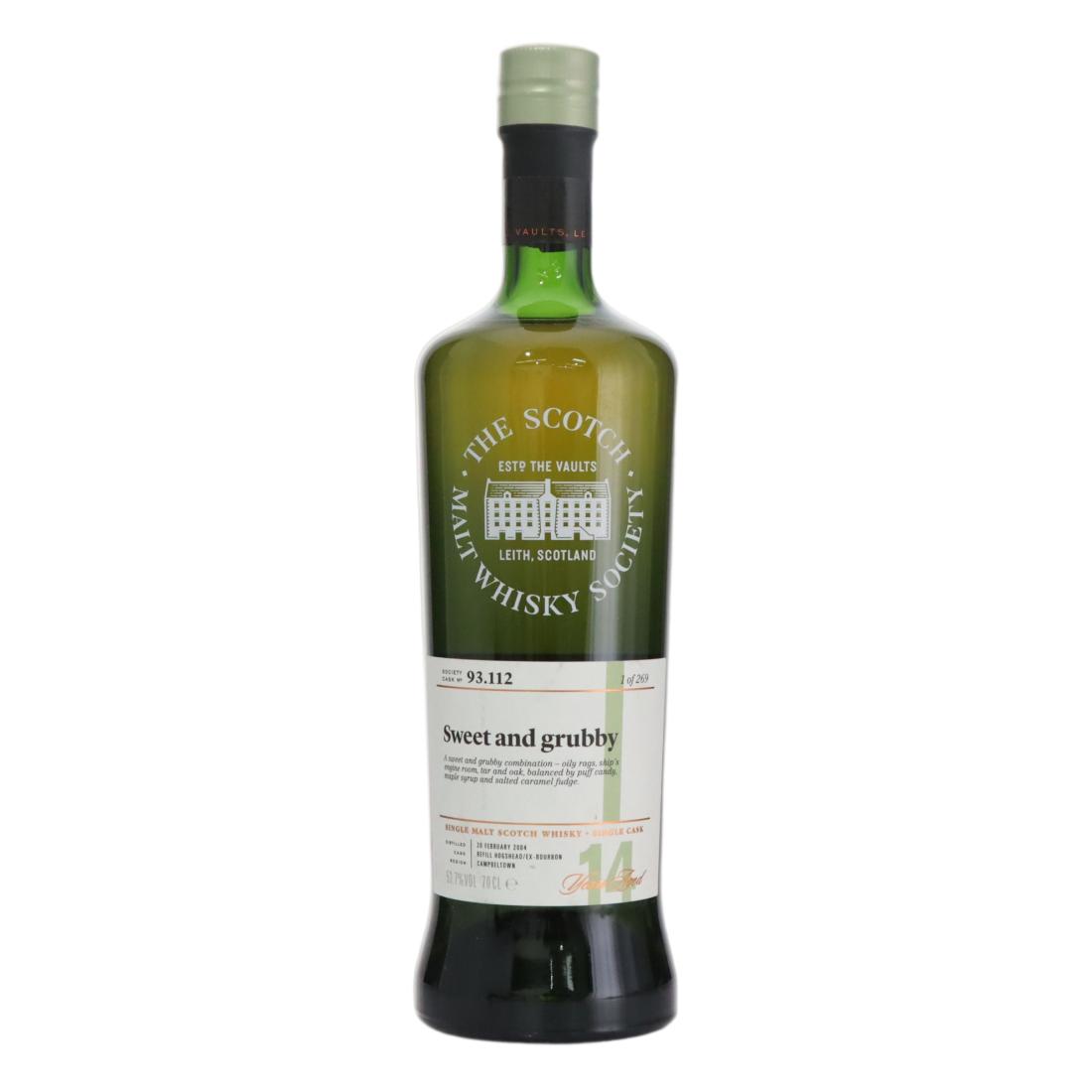 Glen Scotia Sweet & Grubby 14 Year Old, Refill Bourbon Cask, Cask #112, 2004, The Scotch Malt Whisky Society, 53.7% whisky bottle