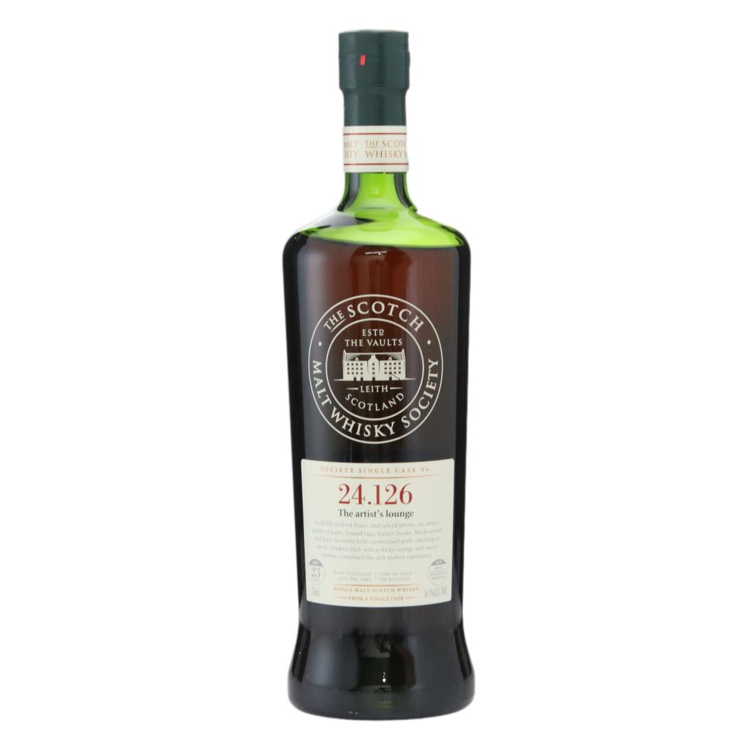 Macallan The artist's lounge 23 Year Old, Refill Sherry Hogshead Cask, Cask #126, 1990, The Scotch Malt Whisky Society, 56.1% whisky bottle