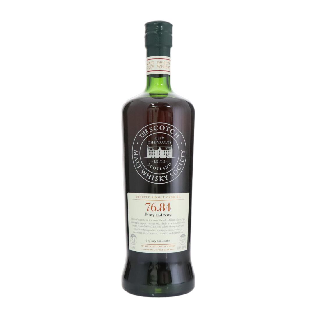 Mortlach Feisty & zesty 21 Year Old, Sherry Cask, Cask #76.84, 1989, The Scotch Malt Whisky Society, 57.8% whisky bottle