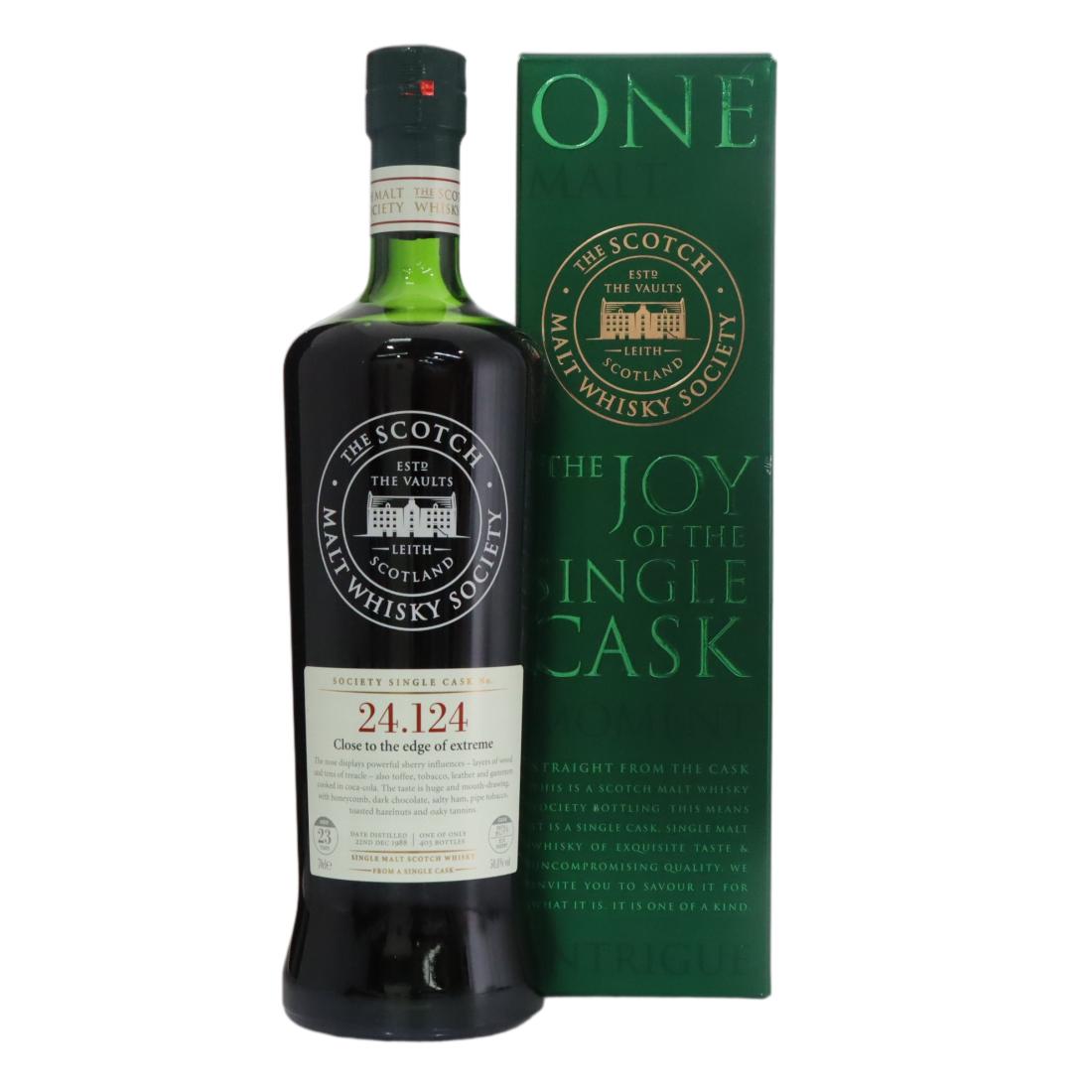 Macallan Close to the edge of extreme 23 Year Old, Sherry Cask, Cask #24.124, 1988, The Scotch Malt Whisky Society, 50.8% whisky bottle
