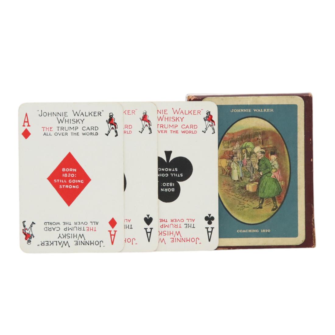 Johnnie Walker Playing Cards 1930s - Coaching 1820 whisky bottle