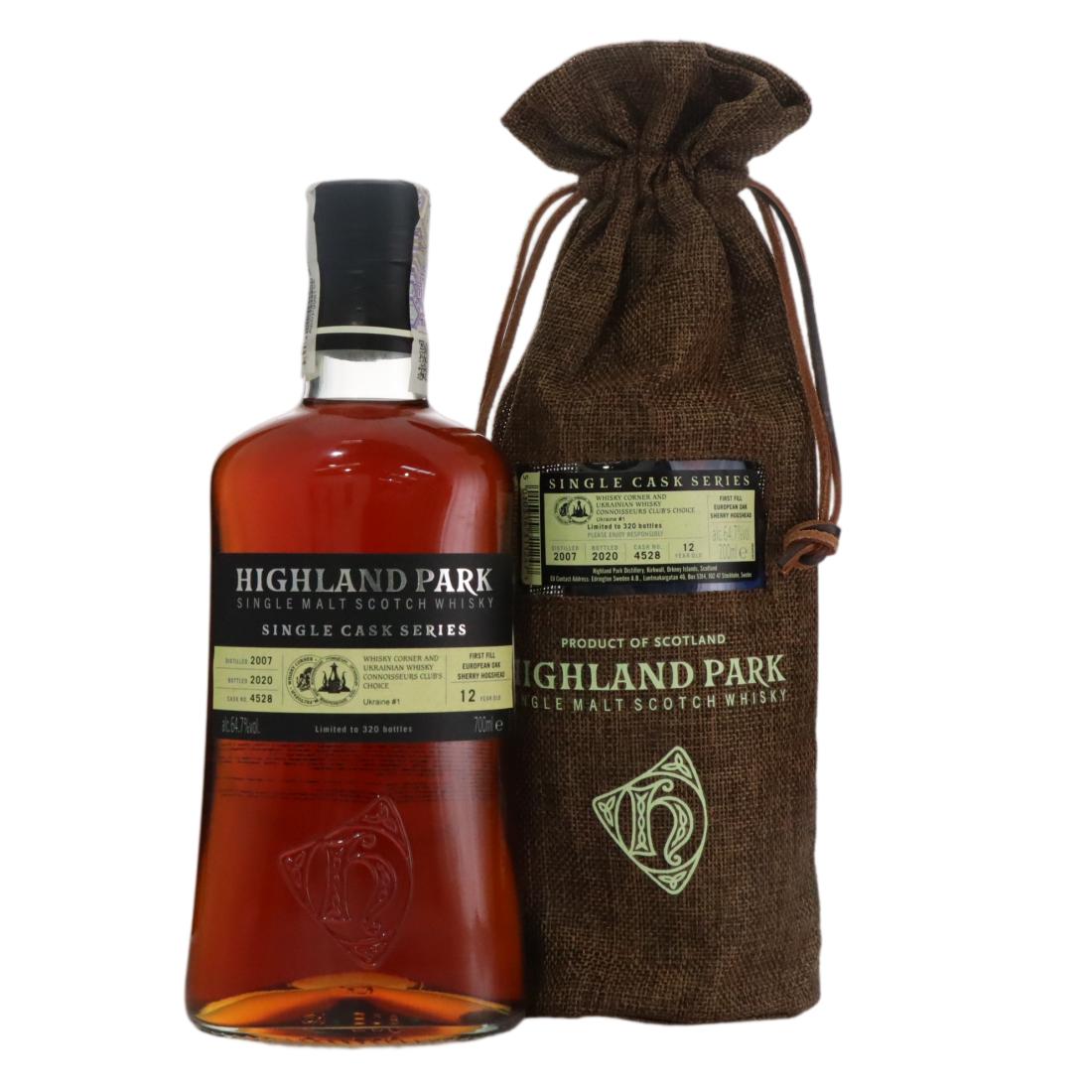 Highland Park 2007 Single Cask Series 12 Year Old, First Fill European Oak Cask, Cask #4528, 2020, 64.7% whisky bottle