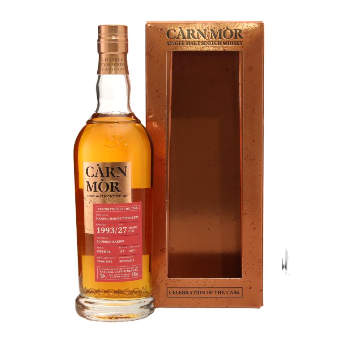 Mannochmore Celebration of the Cask #27 Year Old, Bourbon Cask, Cask #7855, 1993, Càrn Mòr, 52.9% whisky bottle