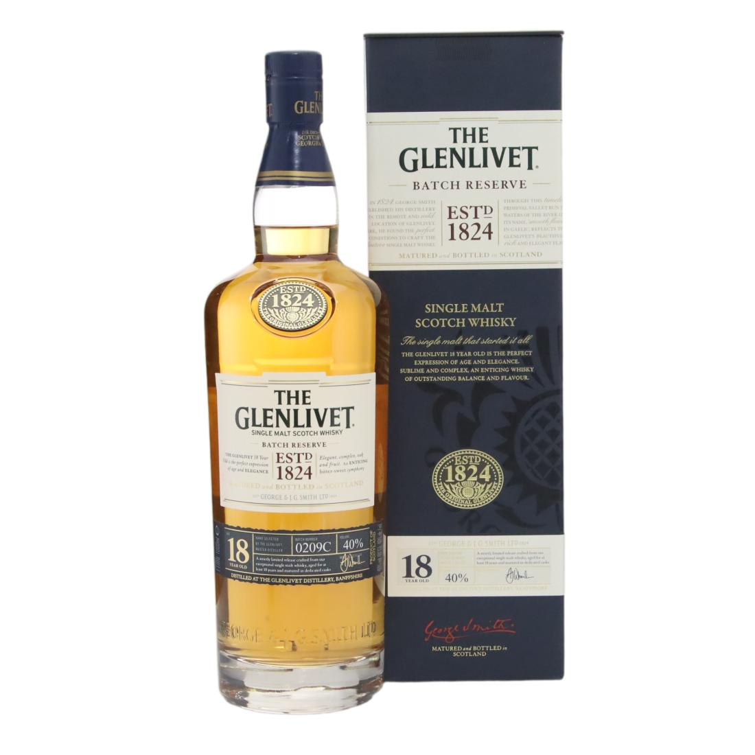 Glenlivet Batch No. Reserve 18 Year Old, Bourbon & Sherry Cask, Batch No. 0209C, 2014, 40% whisky bottle